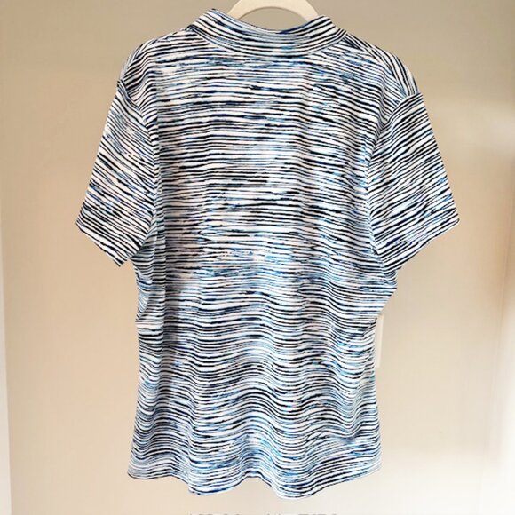 Tail Short-Sleeve Golf Top, Blue Stripe Print, Size XL - Picture 2 of 5